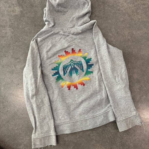 Vintage Y2K Pendleton Zip Up Hoodie Longsleeve Grey Logo Youth Kids 9/10 - Picture 1 of 5